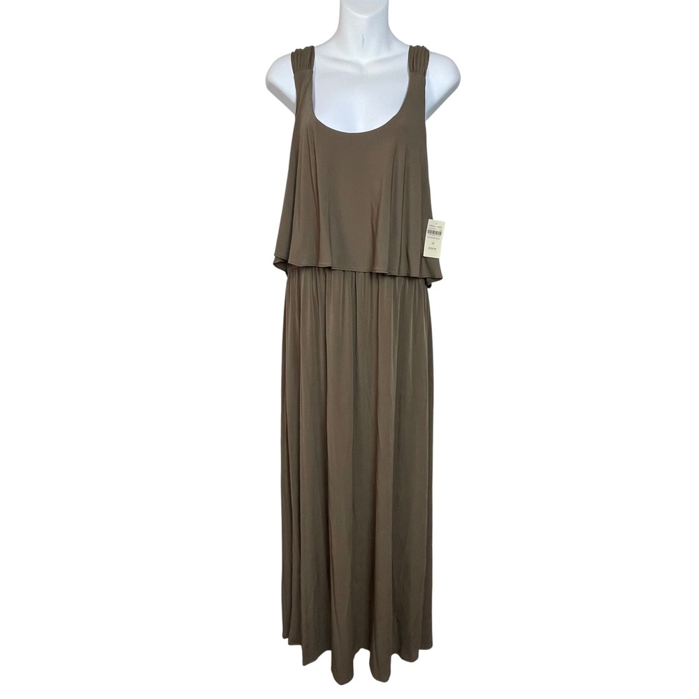Coldwater Creek Mocha Tiered Layered Maxi Dress Tank Style Women's Size‎ 14